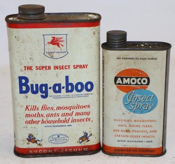 Group of 2 Mobile Bug-A-Boo and Amoco Insect Spray Cans: Largest is 16oz