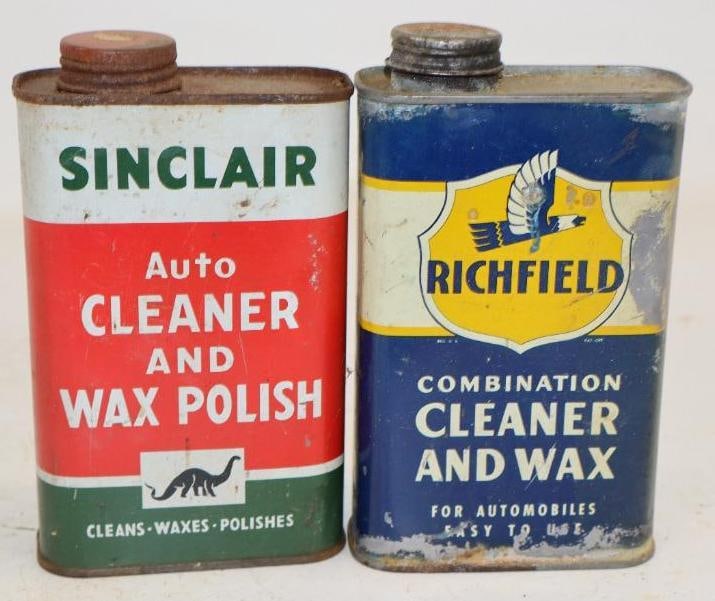 Group of 2 Sinclair and Richfield Cleaner and Wax Cans: 16oz Each and Both Are Full