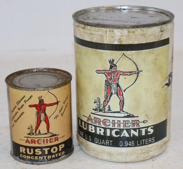 Group of 2 Archer Rust Stop, and Aircraft Oil Cans: Largest is 32oz