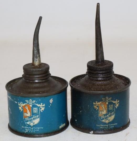 Group of 2 Round Maytag Oiler Cans: 4oz Each