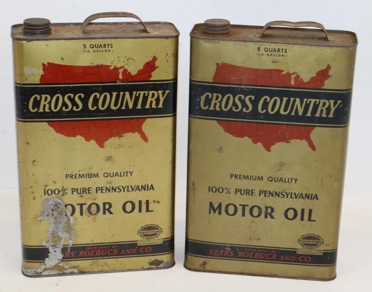 Group of 2 Cross Country Rectangle Five Quart Slim Oil Cans (1 of 2)