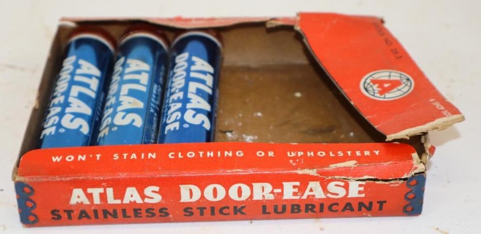 Group of 3 Atlas Door Ease Stick Lubricant Cans In Original Display (1 of 3)