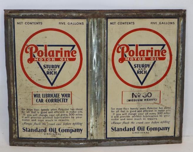 Standard Oil Indiana Polarine Square 5 Gallon Oil Can Sides: 17.5x14
