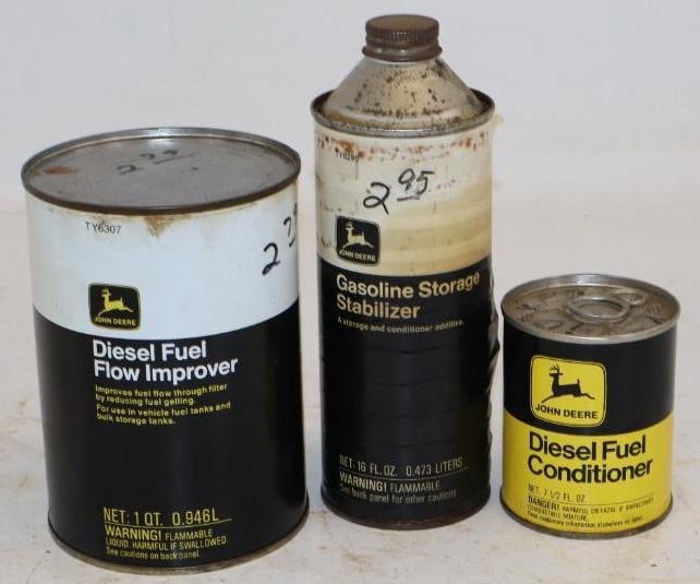 Group of 3 John Deere Tractor Product Cans: Largest is 16oz