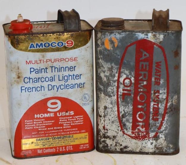 Group of 2 Amoco, and Aermotor Half Gallon Oil Cans (1 of 2)