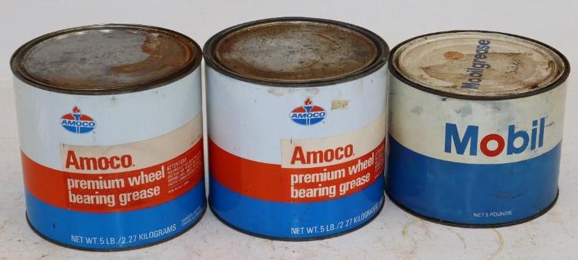 Group of 3 Amoco, and Mobil 5lb Grease Cans (1 of 2)