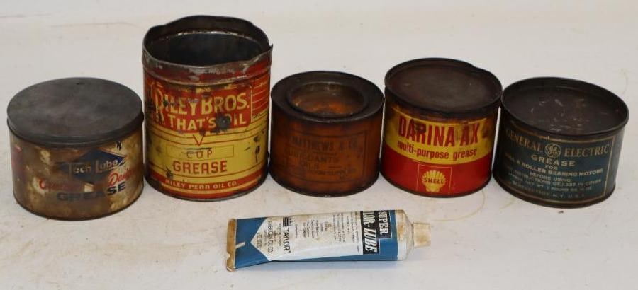 Group of 6 One, Two and Four Ounce Grease Cans and Tubes (1 of 4)