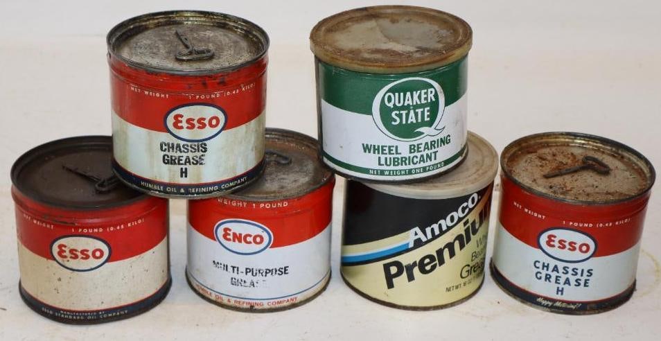Group of 6 Different 1lb Grease Cans (1 of 2)