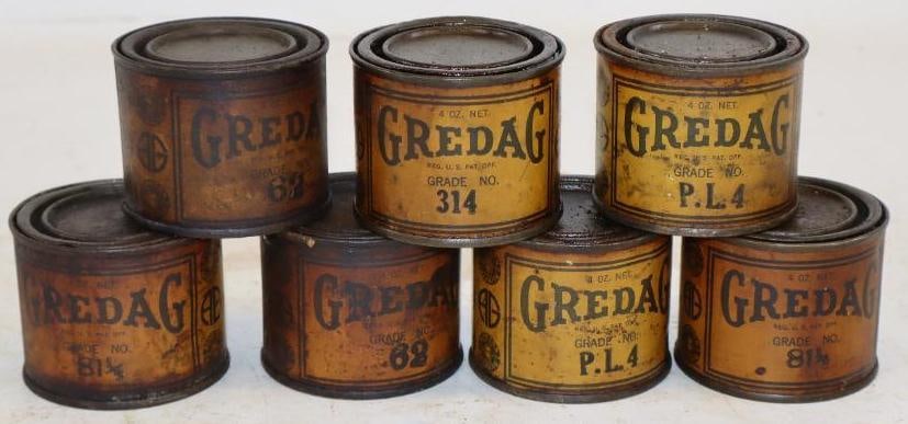 Group of 7 Gredag Four Ounce Grease Cans (1 of 2)