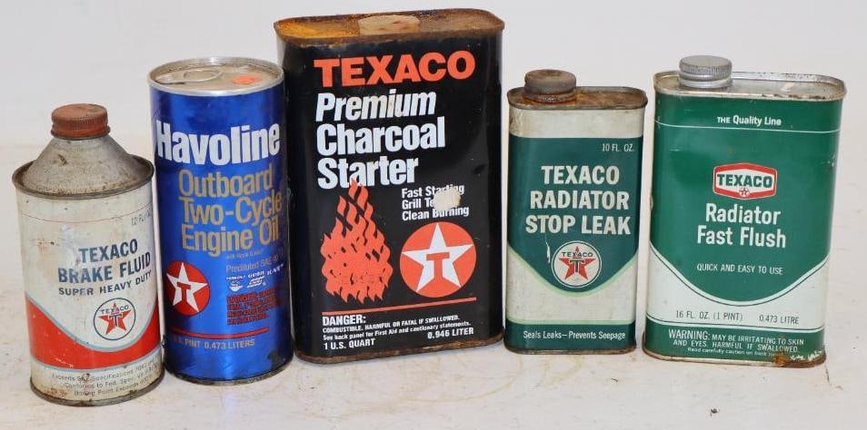 Group of 5 Different Texaco Product Cans (1 of 2)