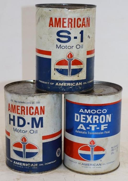 Group of 3 Different Composite One Quart Oil Cans (1 of 2)