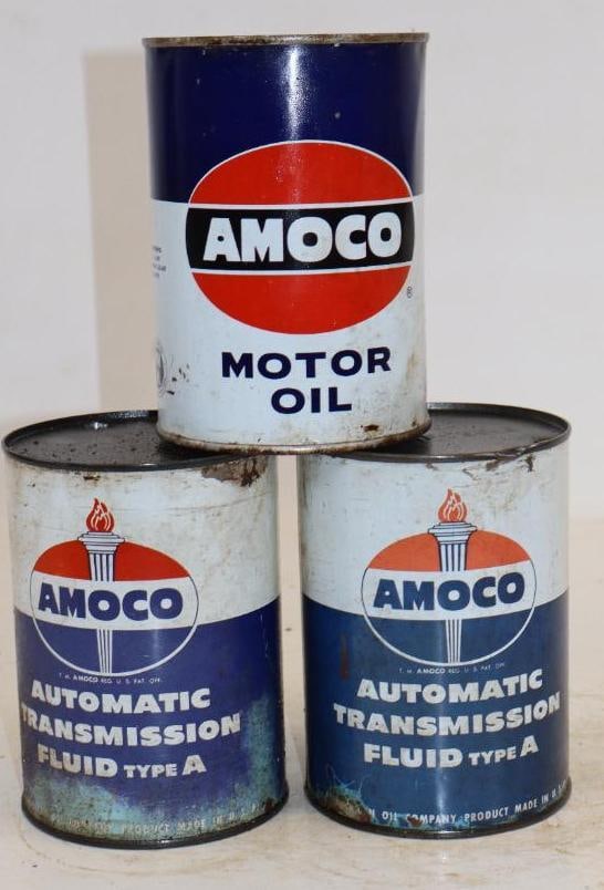 Group of 3 Amoco Metal One Quart Oil Cans (1 of 2)