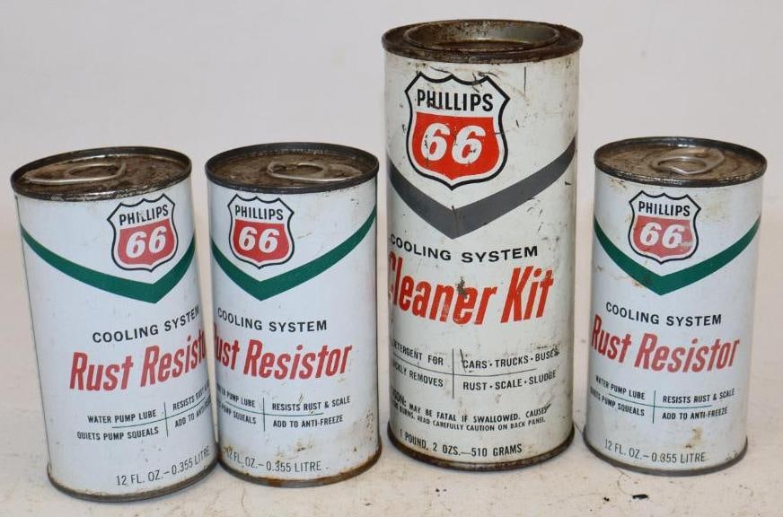 Group of 4 Phillips 66 Rust Resistance Cleaner Cans: Largest is 18oz