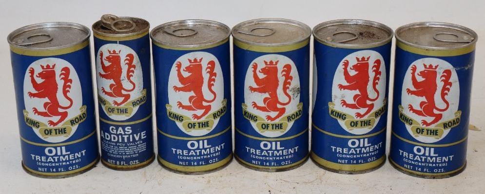 Group of 6 King of The Road Oil Treatment Cans: Largest is 14oz
