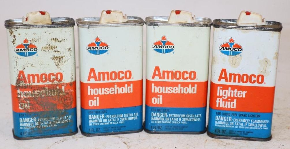 Group of 4 Amoco Household Handy Oil Cans: 4oz Each
