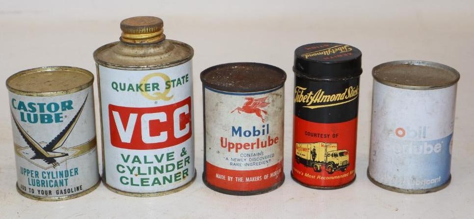 Group of 5 Top Oil and Furniture Repair Tibet Almond Stick Cans: Largest is 8oz