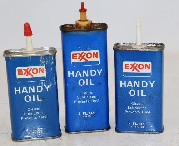Group of 3 Exxon Handy Oiler Cans: 4oz Each