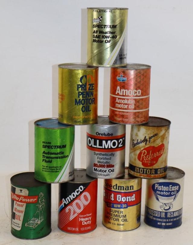 Group of 10 Different One Quart Composite Oil Cans (1 of 2)