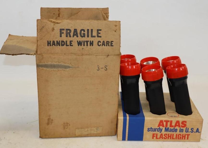 Group of 6 Atlas Flashlights in Original Countertop Cardboard Display and Shipping Box (1 of 3)