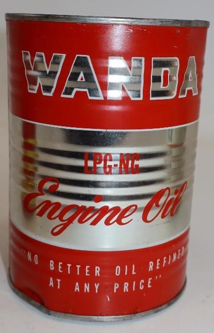 Wanda LPG-NG Metal One Quart Oil Can: Empty. 4" x 4" x 5.5"