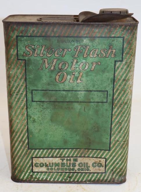 Columbus Oil Silver Flash Slim One Gallon Oil Can: Empty. 4" x 7" x 11"