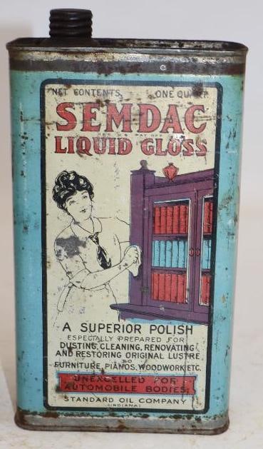 Standard Oil of Indiana Semdac Liquid Gloss Slim Quart Oil Can (1 of 4)