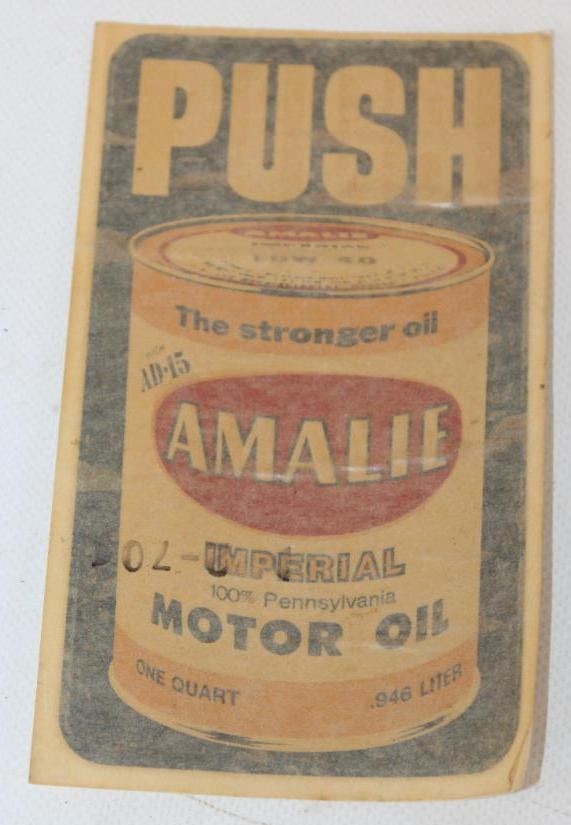 Amalie Unused Gas Station Door Push Decal (1 of 2)