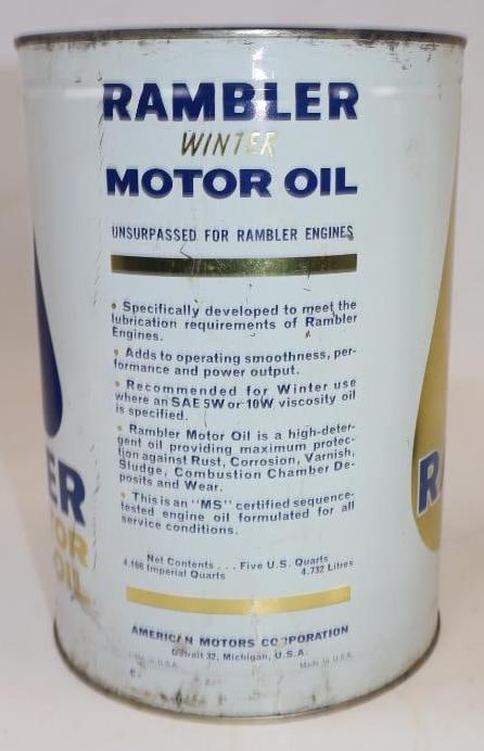 American Motors Rambler Metal Five Quart Oil Can - 4