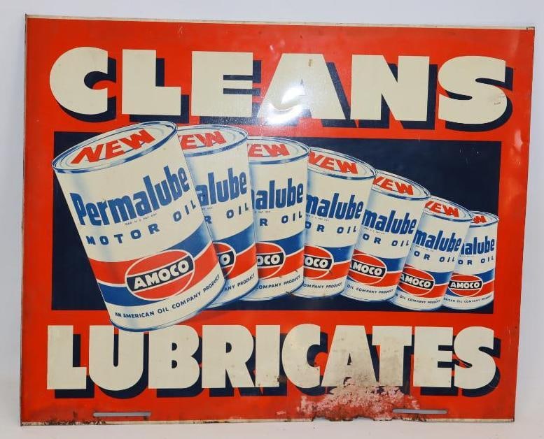 Amoco Permalube Cleans and Lubricates/Clean Restrooms DST Gas Station Sign: 29.5" x 24"