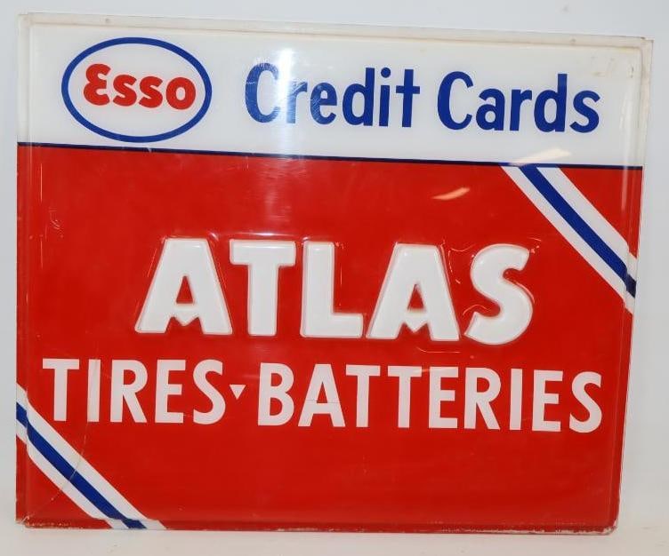 Esso Credit Card Atlas Tire Embossed Plastic Sign Lens (1 of 5)