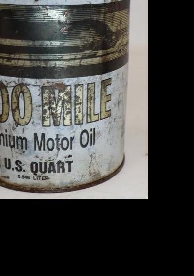 Ford 6000 Mile Metal One Quart Oil Can: Empty. 4" x 4" x 5.5"
