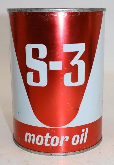Cosden S-3 Metal One Quart Oil Can: Empty. 4" x 4" x 5.5"