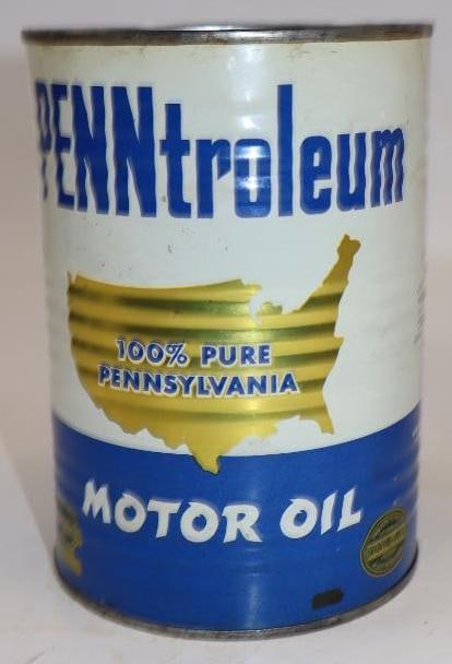 Cato Penntroleum Metal One Quart Oil Can: Empty. 4" x 4" x 5.5"