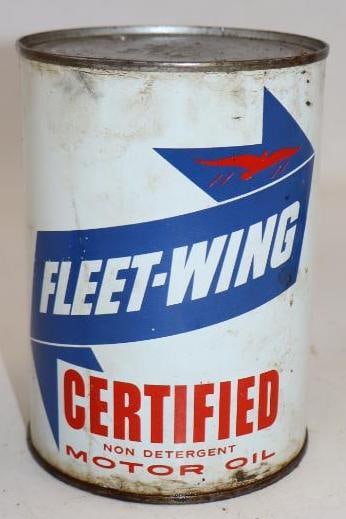 Fleet-Wing Certified Metal One Quart Oil Can: Empty. 4" x 4" x 5.5"