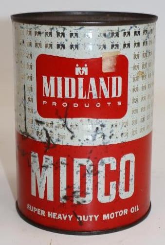 Midland Midco Metal One Quart Oil Can: Empty. 4" x 4" x 5.5"