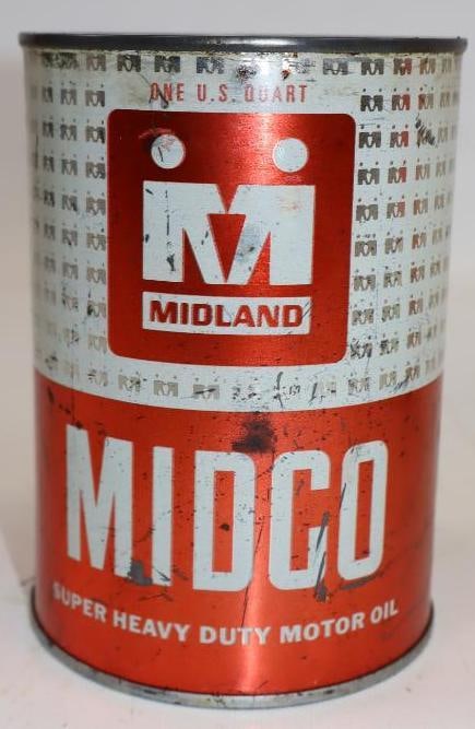 Midland Midco Metal One Quart Oil Can: Empty. 4" x 4" x 5.5"