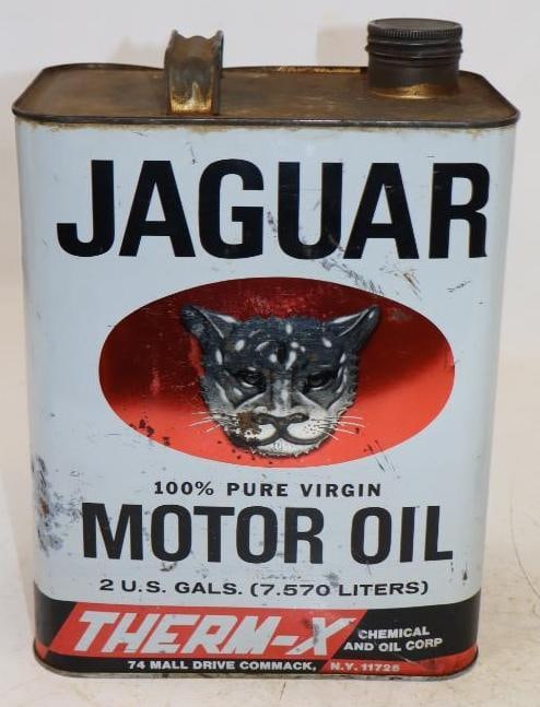 Jaguar Therm-X Metal Two Gallon Oil Can: Empty. 5.5" x 8.5" x 12"
