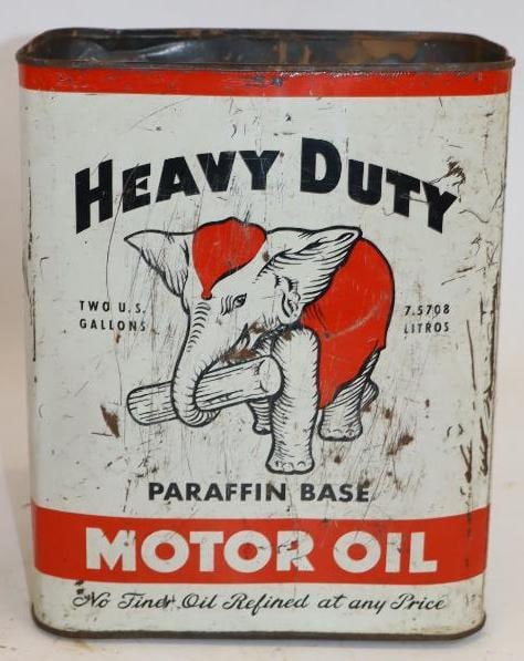 Heavy Duty Lubricating Reclaimed Metal Two Gallon Oil Can with Elephant (1 of 4)