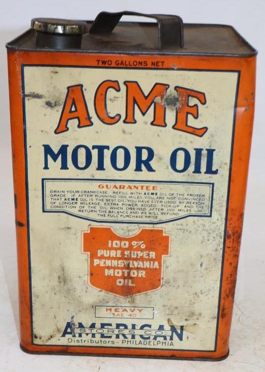 Acme Metal Square Two Gallon Oil Can: Empty. 7" x 7" x 11"