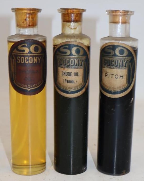 Group of 3 Socony Oil Sample Bottles with Paper Label (1 of 3)