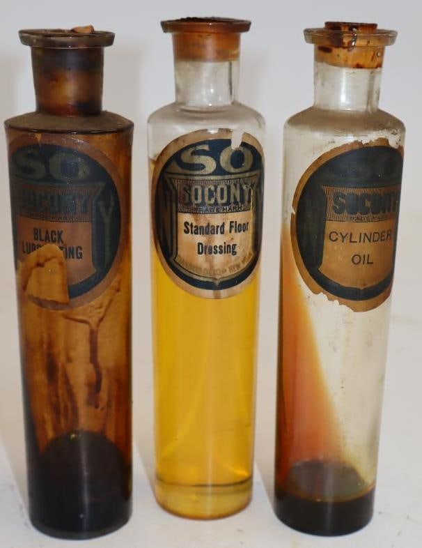 Group of 3 Socony Oil Sample Bottles with Paper Label (1 of 3)