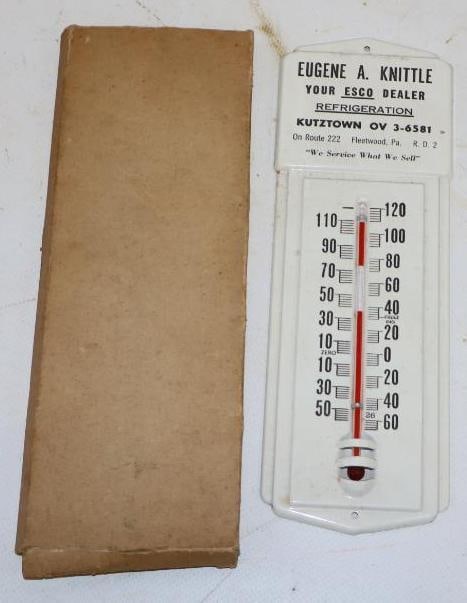 Esco Refrigeration Dealer Fleetwood PA NOS Thermometer with Original Box: 8" x 3"
