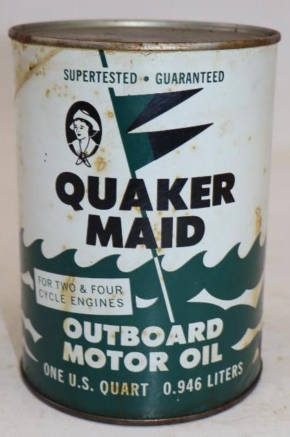 Quaker Maid Composite One Quart Oil Can: Empty. 4" x 4" x 5.5"