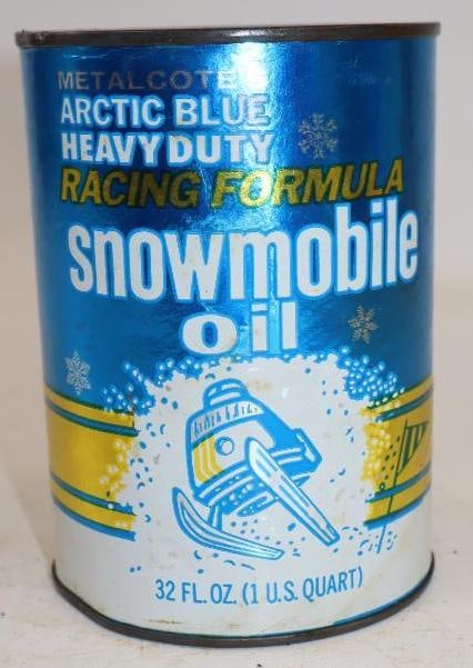 Metalcote's Arctic Blue Heavy Duty Racing Snow Mobile Composite One Quart Oil Can (1 of 5)