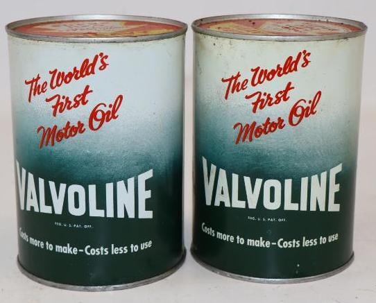 Group of 2 Valvoline HD Metal One Quart Oil Cans (1 of 3)