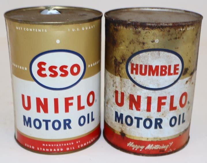 Group of 2 Esso and Humble Uniflo Metal One Quart Oil Cans (1 of 3)