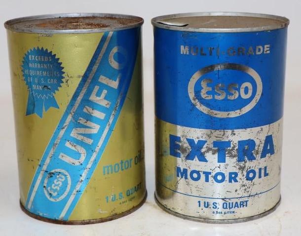 Group of 2 Esso Extra and Uniflo Metal One Quart Oil Cans (1 of 3)