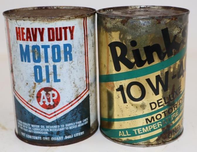 Group of 2 Rinks and AMP Metal One Quart Oil Cans (1 of 3)