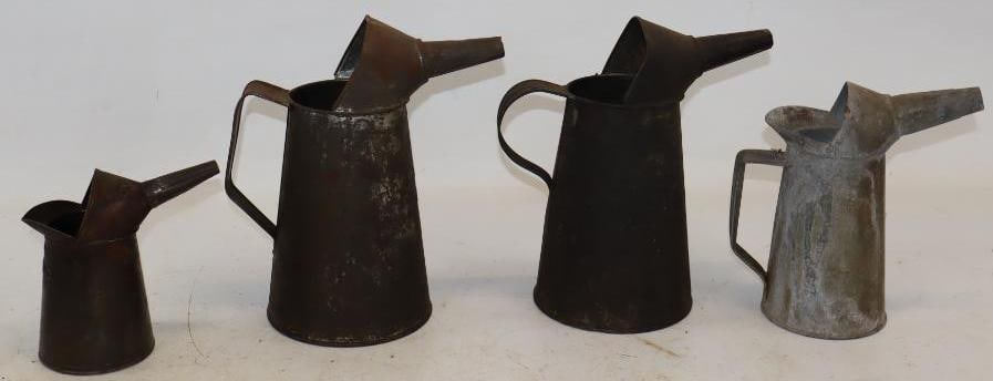 Group of 4 Different Galvanized Pour Oil Cans (1 of 4)