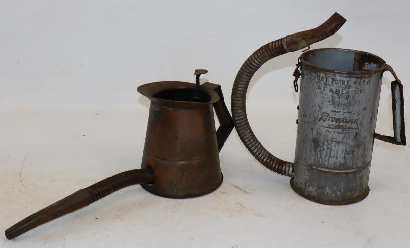 Group of 2 Brookins One Quart Swing Spout Oil Cans (1 of 4)